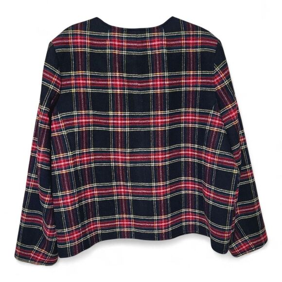 J. Crew Womens Tartan Plaid Wool Jacket Plus 24 3X New - Round Neck- Holidays - Picture 8 of 11